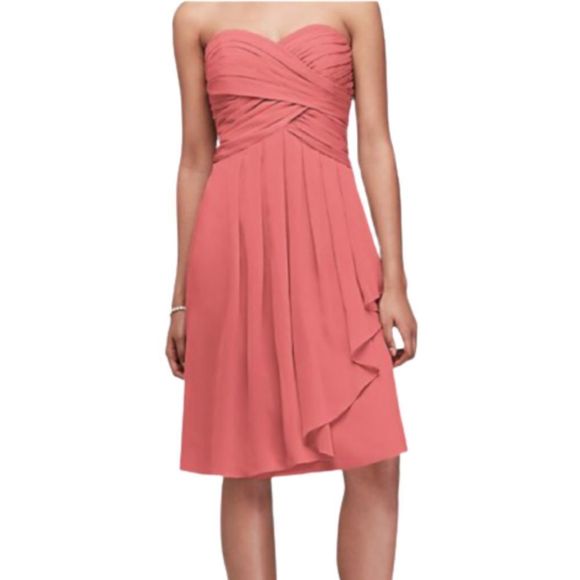 DAVID'S BRIDAL Coral Reef  Crinkle Chiffon Dress - Picture 2 of 10